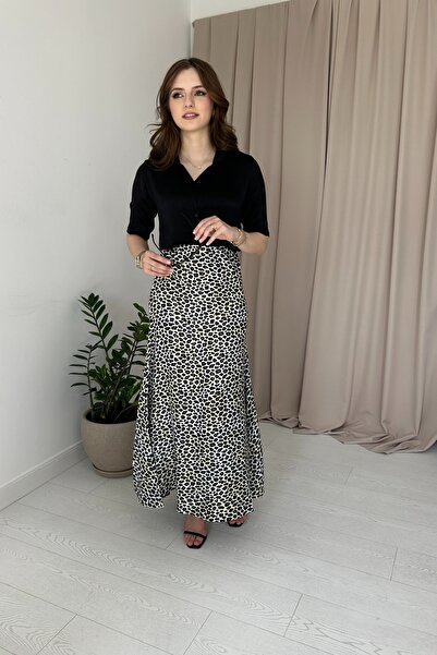 HELİS BUTİK Φόρεμα μάξι σατέν με λεοπάρ στάμπα