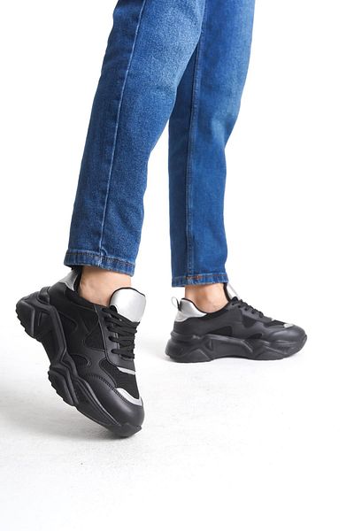 BZ Moda CALIFORNIA Tricotaj cu talpă ortopedică cu șireturi Pantofi sport pentru femei ST Negru/Gri
