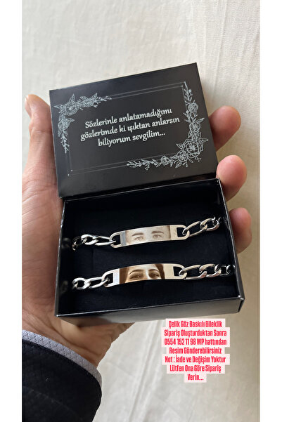 Çelik Göz Baskılı Çift Bilekliği - En Güzel Hediye