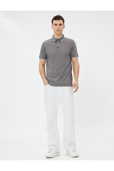 Koton T-Slim Fit T-Shirt s knoflíky a krátkým rukávem