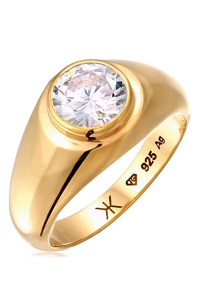 KUZZOI Ring Ring Herren Unisex Zirkonia Kristalle Weiß 925 Sterling Silber