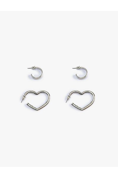 Koton Earring Set Heart Metal 2 Pieces