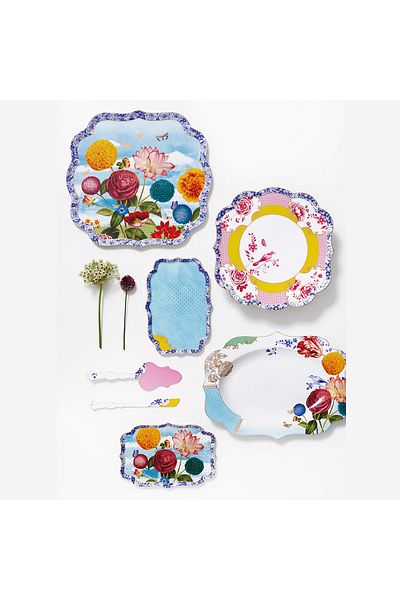 Pip Studio Royal Yellow Pink Porcelain Cake Stand 31X8 cm
