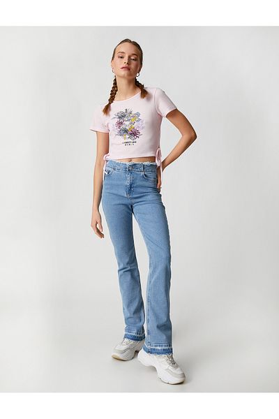 Koton Pantaloni din denim cu picioare spaniole, slim cu talie înaltă