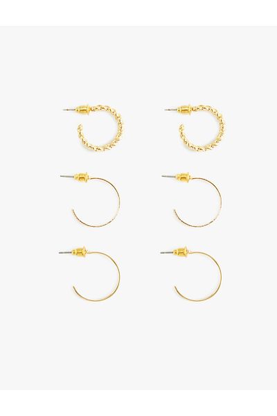 Koton 3-Piece Hoop Earring Set with Twist Detail