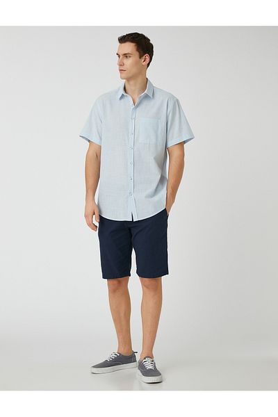 Koton Sommerhemd mit kurzen Ärmeln und Taschen, klassischem Kragen