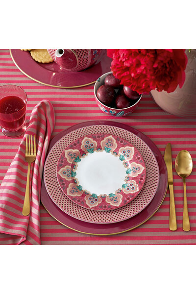 Pip Studio Flower Festival Kırmızı Porselen Yemek Tabağı 26,5 Cm