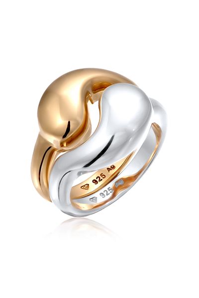 ELLI 925 vergoldeter Ring für Damen – Damenring-Set