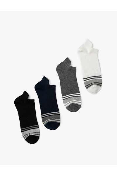 Koton Ciorapi papuci cu dungi Set de 4 amestecuri de bumbac multicolore