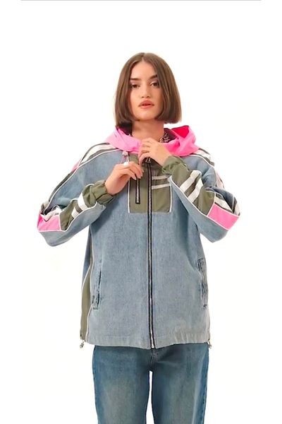 Calisa Design special cu glugă - Jachetă de blugi pentru femei, trenci, mărime mare