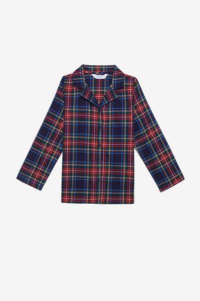 Penti Cotton Unisex Kids Navy Plaid Fam Red Shirt Pajama Set