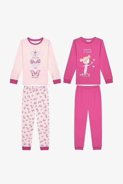 Penti Cotton Girl's Le Monde 2-Piece Multicolor Pajamas Set