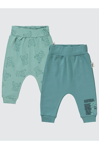 Civil Baby 6-18 Months Baby Boy Single Bottom Petrol Color 2-Piece Set Without Booties
