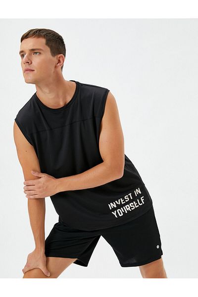 Koton Sport-Tanktop mit übergroßem Slogan, bedruckter Rückseite, detailliert, ärmellos