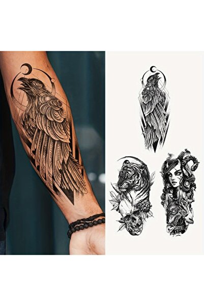 GLANZEND Gerçek Dövme Görünümlü Şahin Modeli 3 Boyutlu Tattoo