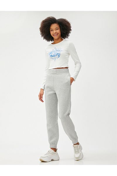 Koton Raster Jogger Sweatpants with High Waist and Pockets