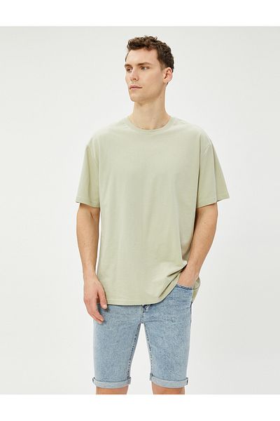 Koton Bermuda Denim Shorts with Fold Detail Pockets Cotton