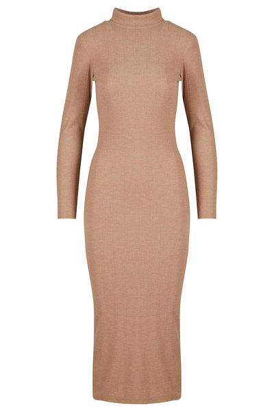 Urban Classics Ladies Rib Longlseeve Mockneck Kleid