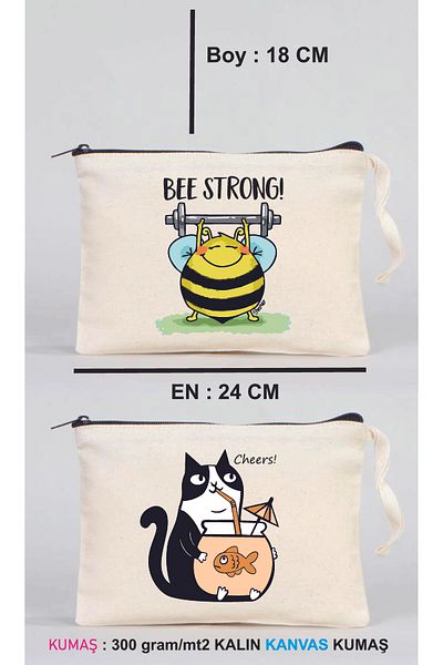 MODA Printed Canvas Makeup Bag