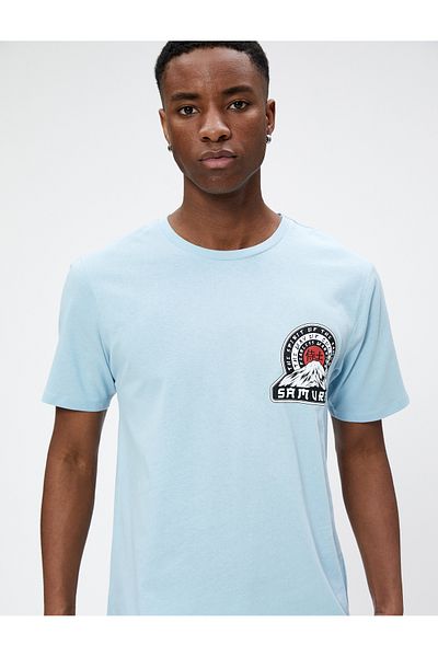 Koton Far East Printed T-Shirt Crew Neck Slim Fit Short Sleeve