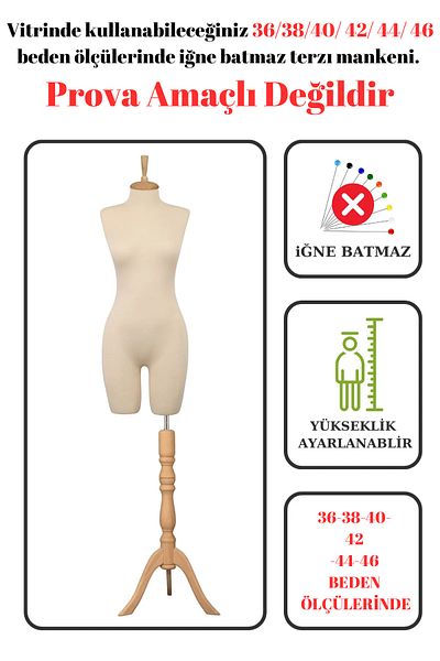 Manken İstanbul Needle-Free Proofing Manikin for Showcase - Wearable Tailor Pants (Size 36-46)
