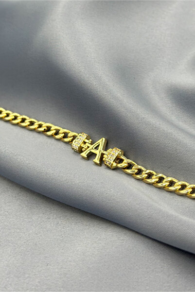 Dağıstanlı Kuyumculuk 14 Ayar Altın A Harfi Küçük Taşlı Gurmet Bileklik