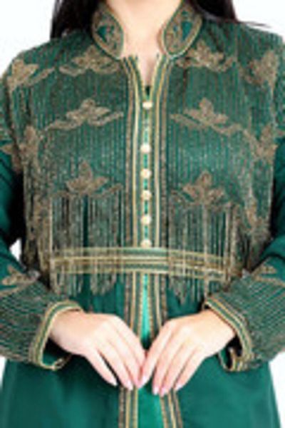 IKKXA Crystal Bliss Handcrafted Green Kaftan IKW9134
