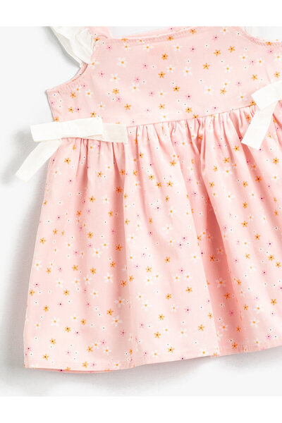 Koton Elbise Fırfırlı Askılı Çiçek Desenli Pamuklu