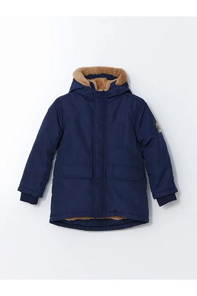 LC Waikiki LCW Kids Marineblauer aufblasbarer Jungenmantel mit Kapuze
