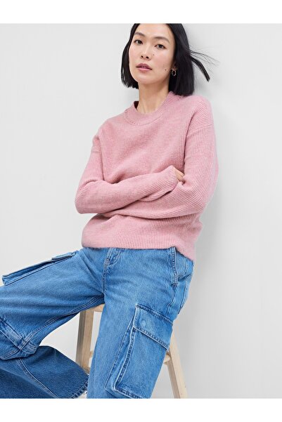 GAP Kadın Pembe Forever Cozy Fitilli Bisiklet Yaka Kazak