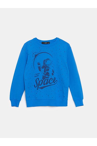 LC Waikiki Αγόρι φούτερ LCW Kids Grey Crew Neck με στάμπα