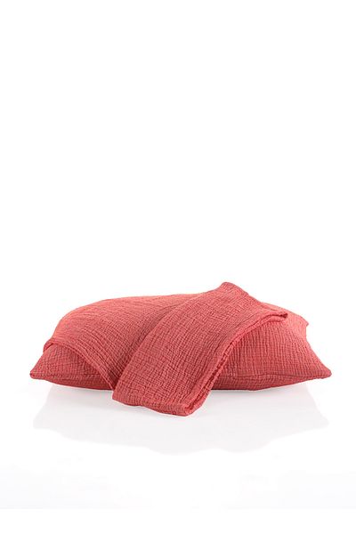 MYLASA HOME Mylasahome 100% Cotton 2-Piece 4-Layer Muslin Pillowcase 50X70 Red