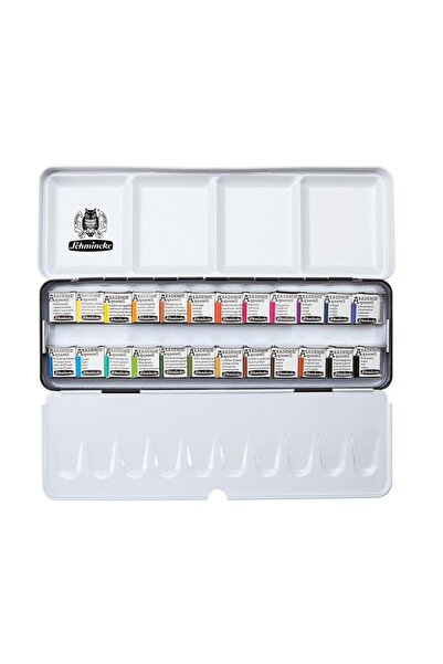 Schmincke Akademie Aquarell Metal Kutu Sulu Boya Seti 24 X Yarım Tablet 75424