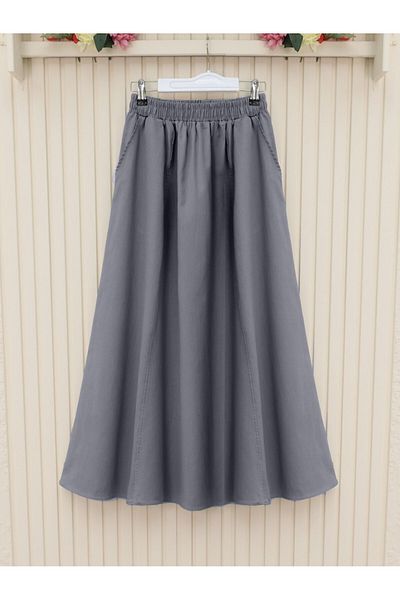 Modamorfo Fusta din Gabardina - Talie elastica si buzunare duble, afumata