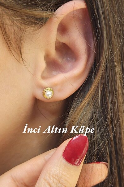 Hepimitu Gerçek Inci Altın Küpe
