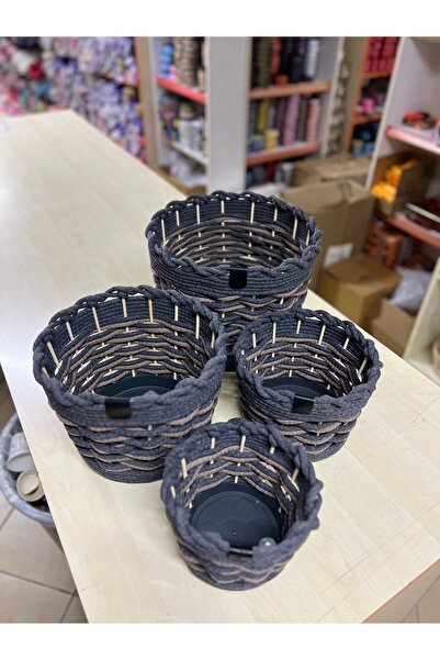 ÇiçekMalzemeciniz سلة محبوكة مدخنة مكونة من 4 قطع