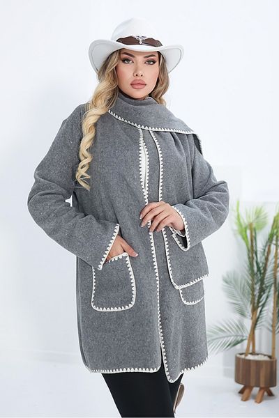 Bestenur Sarel Scarf Stash Jacket 1270 - Γκρι