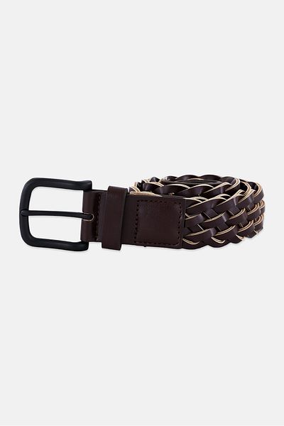 GAZZARRİNİ Men Leather Buckle Belt, Maroon
