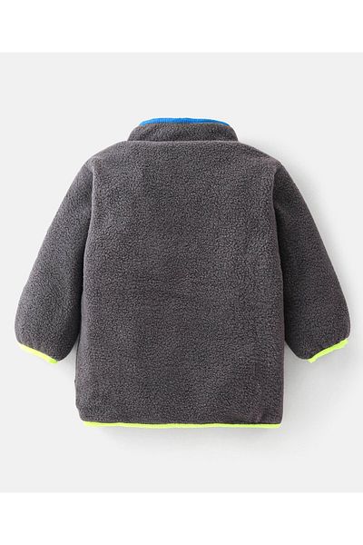Bonfino Full Sleeves Solid Jacket With Contrast Piping And Pocket Flap-Grey