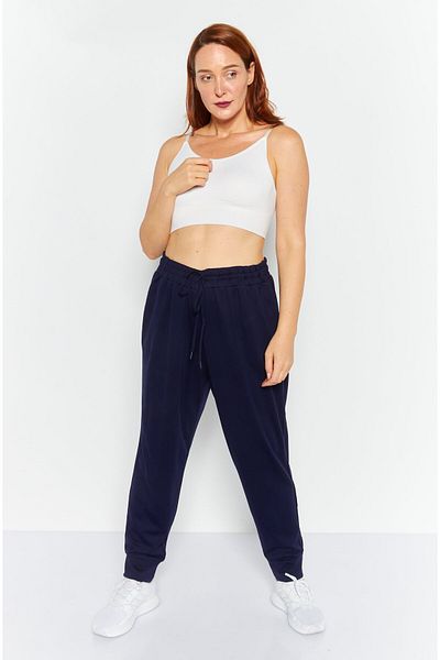 Jones of New York Women Solid Drawstring Sweatpants, Navy Blue