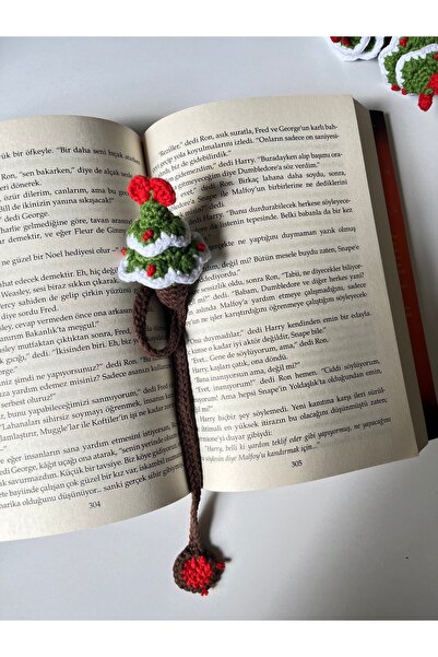 sumicorn Sevimli Amigurumi Örgü Yılbaşı Çam Ağacı Kitap Ayracı,Kitap Aksesuar...