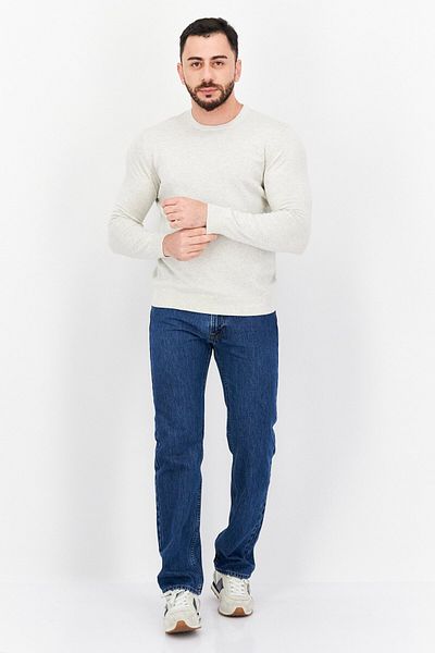 CELIO Men Crew Neck Heather Long Sleeve Sweatshirts, Off White