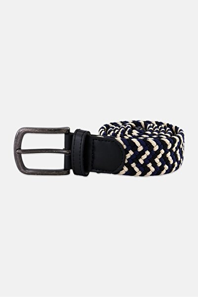 GAZZARRİNİ Men Textured Belt, Navy