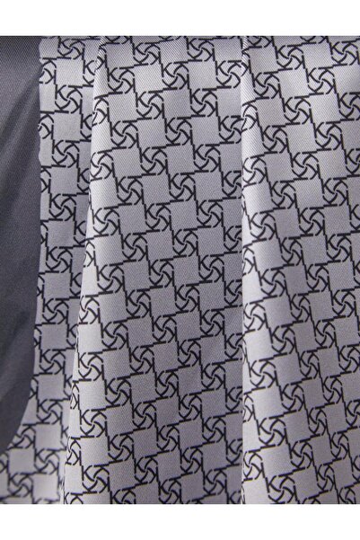 Kayra Çerçevesi Soyut Desenli Monogram Eşarp Gri