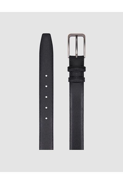 Cabani 100% Genuine Leather Patterned Black 3.5 cm Men's Casual Belt