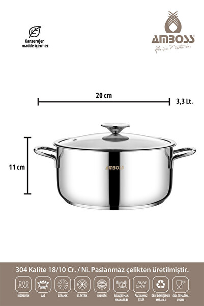 Amboss 20 Parça Master Prime Paslanmaz Çelik Tencere Çeyiz Seti & Çelik Saklama Kabı