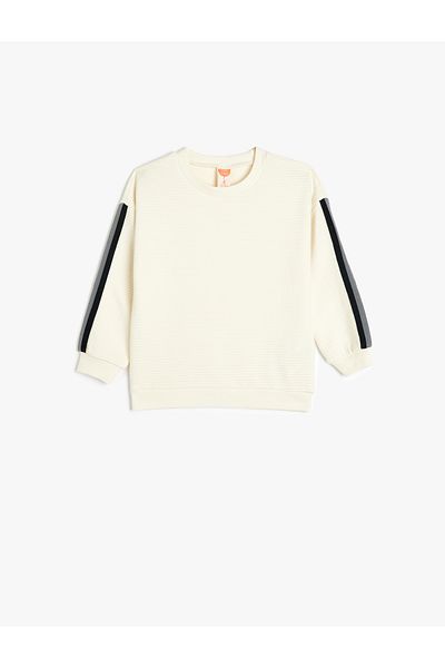 Koton Sweatshirt Crew Neck Long Sleeve Stripe Detailed Cotton