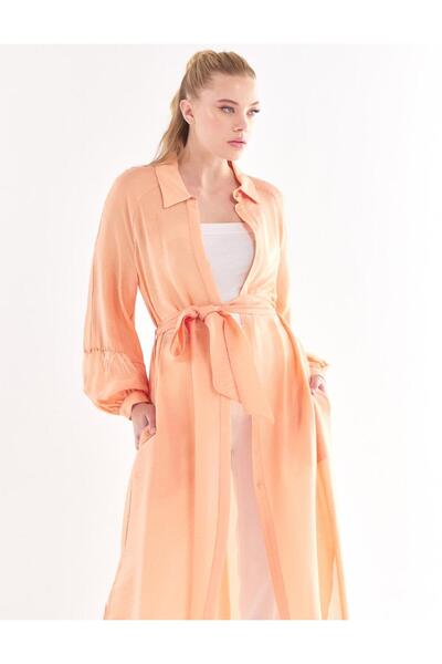 Kayra Stone Embroidered Tasseled Tunic Peach