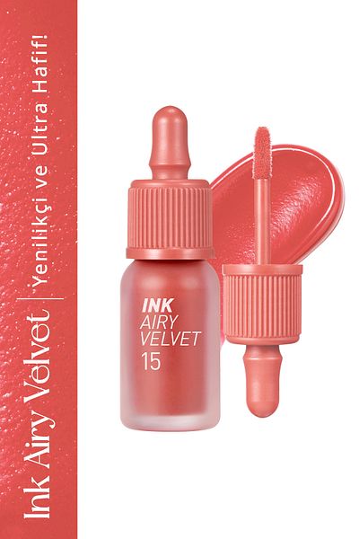 PERIPERA Long-Lasting Velvet Finish Tint - Lightweight Formula, Airy Velvet (15 Soft Coral)