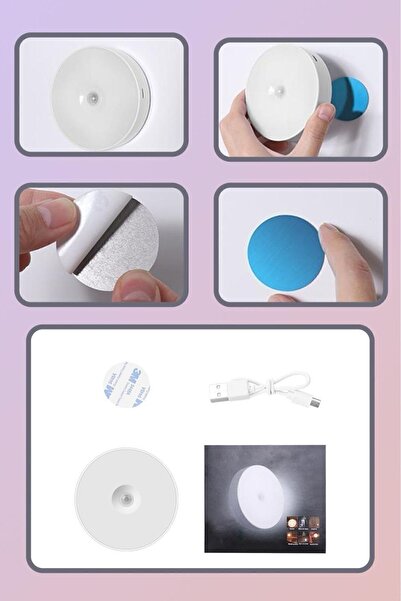 Genel Markalar Hareket Sensörlü Usb Şarjlı 8 Ledli Beyaz Işık Dolap Içi Korıd...